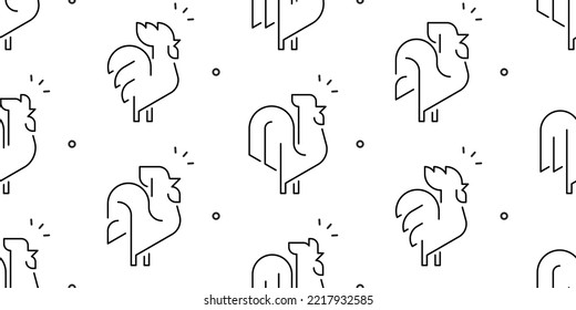 Seamless pattern with Roosters. isolated on white background