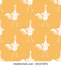Seamless pattern with roosters. Vector.