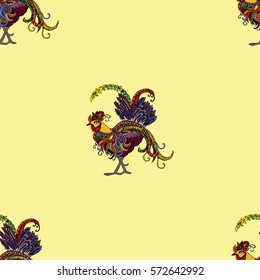 Seamless pattern with roosters. Vector