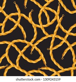 Seamless pattern with rope necklaces. Beautiful precious jewelry.
