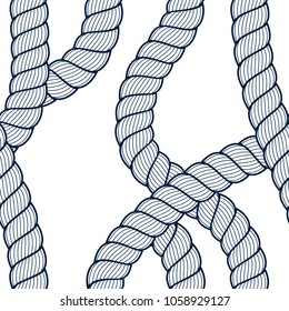 Seamless pattern rope woven vector, abstract illustrative background. Navy simple minimal marine ropes endless design. Usable for fabric, wallpaper, wrapping, web and print.