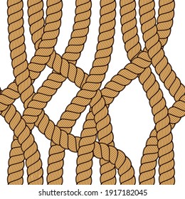 Seamless pattern rope woven vector, abstract illustrative background. Navy tangled marine ropes endless design. Usable for fabric, wallpaper, wrapping, web and print.