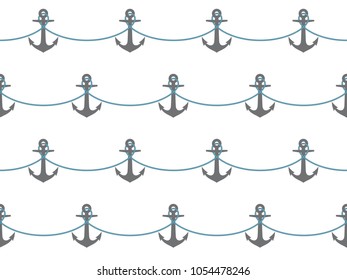 Seamless pattern with ropes and anchors. Marine theme.