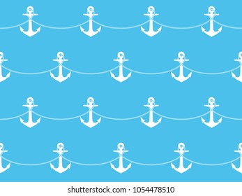 Seamless pattern with ropes and anchors. Marine theme.