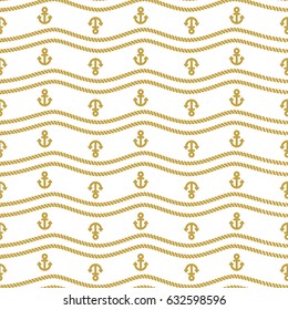Seamless pattern with ropes and chains. Ongoing backgrounds of marine theme.