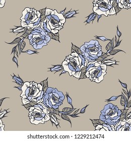 Seamless pattern with rose bouquet