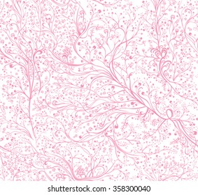 Seamless pattern rose branches intertwined.