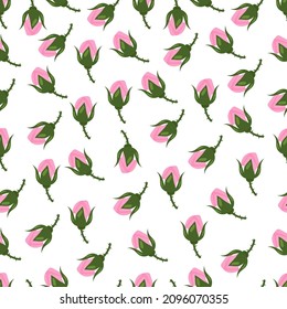 seamless pattern rose bud on white background