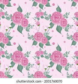 Patrón sin inconvenientes de rosa y floral ,Fondo de papel digital ,Estilo Pastel ,Diseño para tela ,Decoración o más