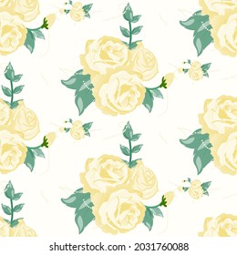 Seamless pattern of rose and floral ,Digital paper background ,Pastel style ,Design for Fabric ,Decoration or more