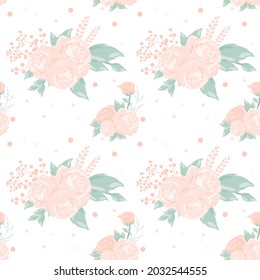 Seamless pattern of rose and floral ,Digital paper background ,Pastel style ,Design for Fabric ,Decoration or more