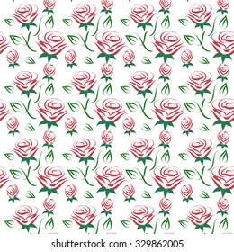 Seamless pattern rose floral drawing vintage vector background