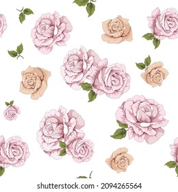 Seamless pattern with rose flower.