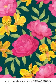 Seamless pattern of rose flower background template. Vector set of floral element for wedding invitations, greeting card, brochure, banners and fashion design.