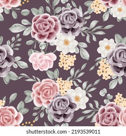 seamless pattern of rose flower maroon