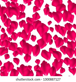 Seamless pattern of rose flower petals. Vector illustration suitable for valentines day design, wedding design, birthday.