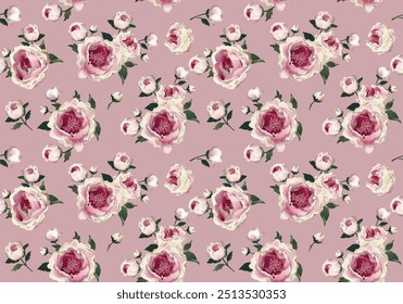 Seamless pattern of rose flower vector design in yellow and pink colors 