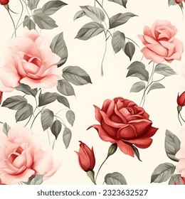 Seamless pattern of rose flower in watercolor style. Vector illustration design.