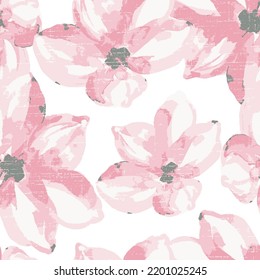 Nahtlose Muster von Rosenblumen gezeichnet mit gemalt.Für das Design der Tapete oder Stoff, Vintage-Stil.Blühende Blumen-Malerei für den Sommer.Botanischer Hintergrund.