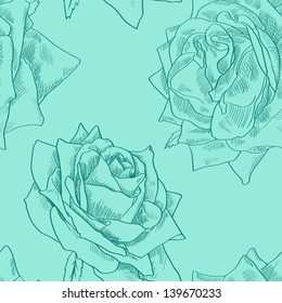 seamless pattern with rose flowers, floral ornament, vector illustration