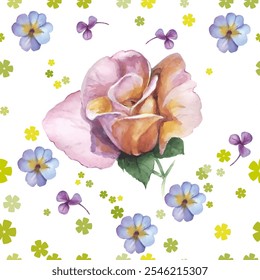 Padrão contínuo. Flores de rosas. Ilustração desenhada à mão feita com lápis aquarela. Use materiais impressos, sinais, objetos, sites, mapas.
