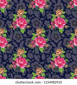 Seamless Pattern With Rose Flowers on halftone