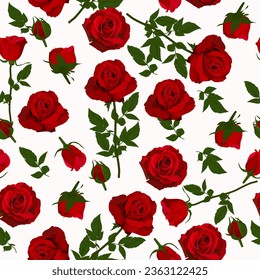 A seamless pattern of rose flowers. vector illustration. flower background.