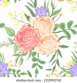seamless pattern rose peach vector