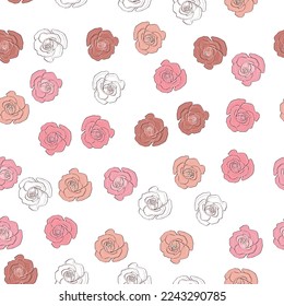Flores de rosa y peonía sin foco. Confetti, cosmética, boda, hermoso fondo floral.