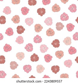 Seamless pattern rose and peony flowers. Confetti, cosmetics, wedding, beautiful flower background.