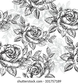 seamless pattern rose,  vector illustration