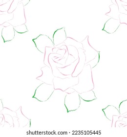 Seamless pattern of rose as wallpaper, illustration, fabric, floral vector.