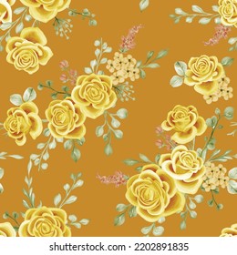 seamless pattern with rose yellow for background