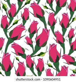 seamless pattern of a rosebud, presented in two colors