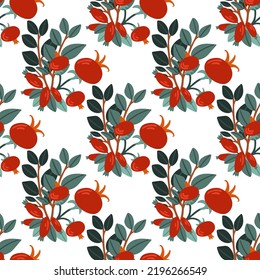 Seamless pattern with rosehip. Dog rose and hip for textile, wrapping paper.