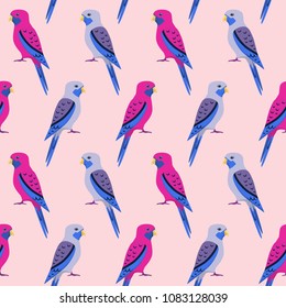 Seamless pattern with rosella parrots