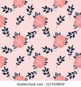 patrón sin fisuras con rosa.Rosas ramas de flores, impresión repetida para tela