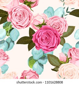 Seamless pattern with roses