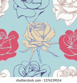 Seamless pattern with roses