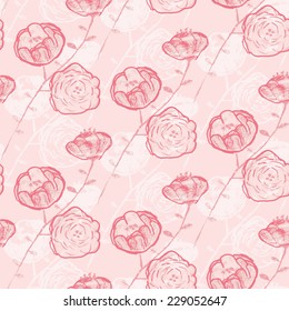 Seamless pattern with roses. Beautiful floral background. Pastel style. Colorful vector illustration.