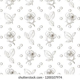 Seamless pattern with roses. Black and white design. Vector illustration