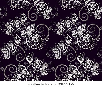 seamless pattern with roses and butterflies