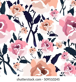 Seamless pattern with roses. Colorful vector floral print. Textile texture 