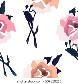 Seamless pattern with roses. Colorful vector floral print. Textile texture 