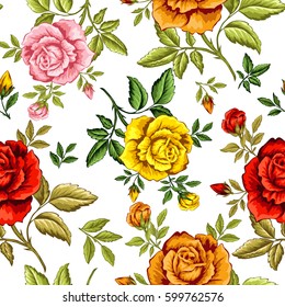 Seamless pattern with roses for design.