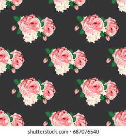 Seamless pattern with roses for design vector illustration