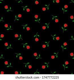 Seamless pattern with roses. Drawing by hand. Vector illustration.