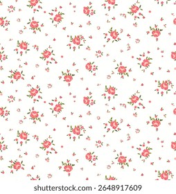Padrão contínuo com rosas. Impressão floral de moda . Ilustração vetorial.