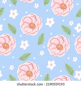 Seamless pattern with roses. Floral background for fabric, wrapping, textile, wallpaper, apparel. Vector illustration.