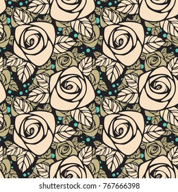 Seamless pattern with roses. Floral wallpaper. Eps-8